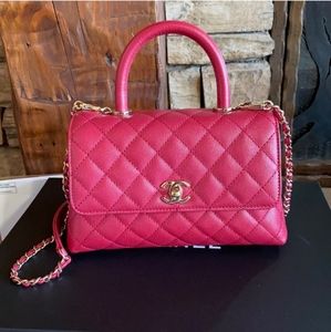 Chanel 21P Caviar small Coco handle GHW Auth♥️ Dark Pink